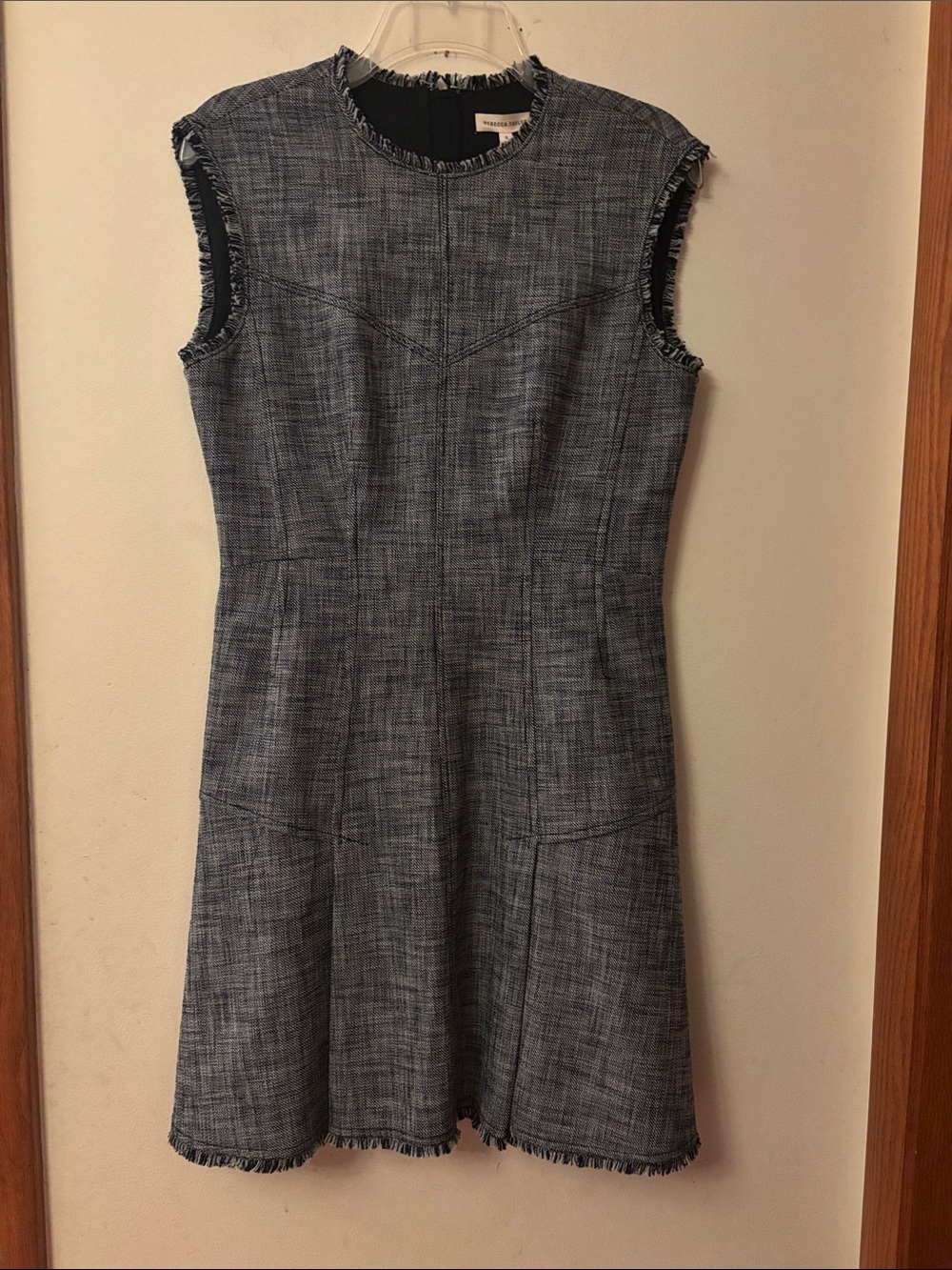 Rebecca Taylor Navy Textured Tweed Sleeveless Mini Dress